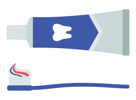 Toothbrush and toothpaste on white background vector