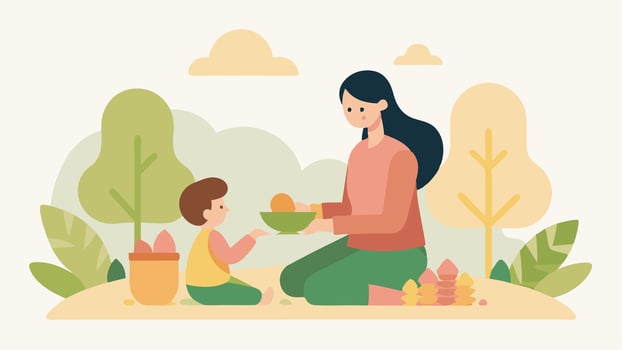 Loving Picnic Experience. Celebrating Mothers Day with a Cozy Family Gathering vector