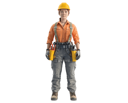 A construction worker in orange and gray transparent background png