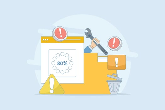 HDD repair concept. Recovery process. Data recovery, data storage backup, hardware disk repair service. illustration in flat cartoon design on background. vector