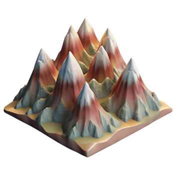impressive artistic Parallel Universe Mountain Range Isolated high resolution png