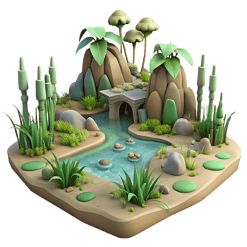 elegant artistic Parallel Universe Swamp Landscape Isolated authentic png