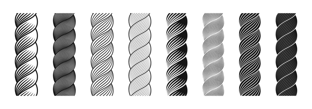 Twisted Line Patterns in Black and White Set vector