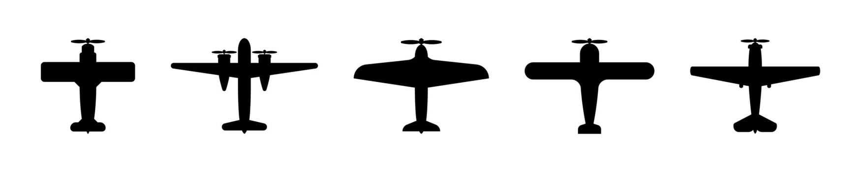 Silhouettes of Vintage Propeller Airplanes Set vector