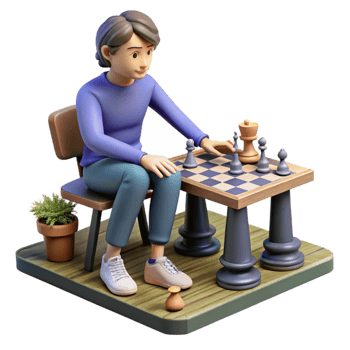 dramatic contemporary Person Playing Chess in Park Isolated high resolution png
