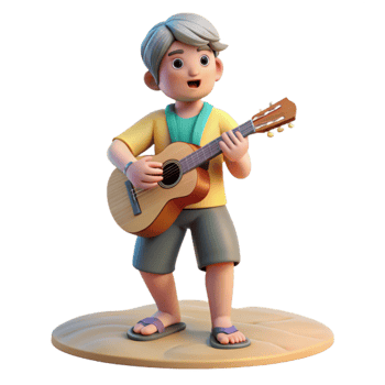 magnificent classic Person Playing Ukulele on Beach Isolated genuine png