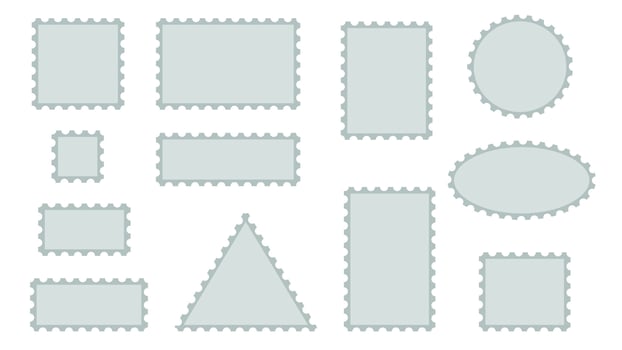 Blank postage stamp templates set vector