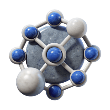 vibrant rustic Quantum Chemistry Research Icon Cutout with Molecules and Bonds detailed png