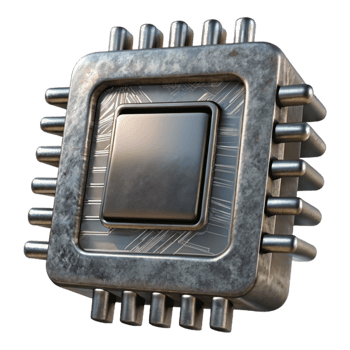 dramatic contemporary Quantum Computer Processor Cutout with Metallic Finish png