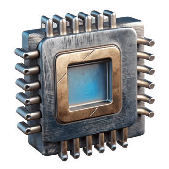 magnificent minimalist Quantum Computer Processor Cutout with Metallic Finish exclusive png