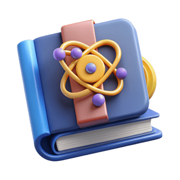 vibrant traditional Quantum Computing Education Icon Cutout with Book and Atom png