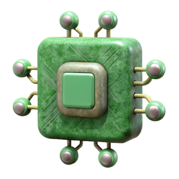 elegant minimalist Quantum Computing Network Node Green Circuit Isolated detailed png