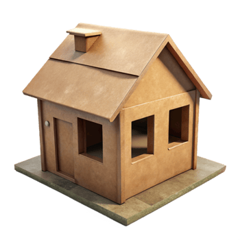 impressive minimalist Recycled Cardboard Box Dollhouse Isolated with Shadow authentic png