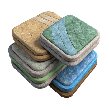 wonderful minimalist Recycled Fabric Scrap Coasters Set of Four Isolated original png