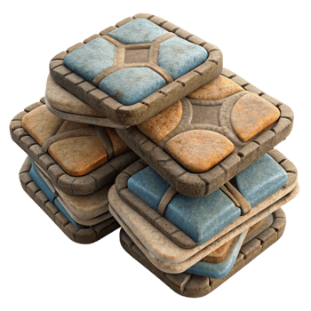 elegant vintage Recycled Fabric Scrap Coasters Set of Four Isolated exclusive png