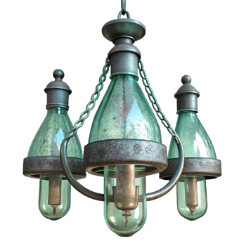 wonderful modern Recycled Glass Bottle Chandelier Transparent Background detailed png