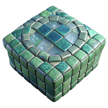 beautiful contemporary Recycled Glass Mosaic Tile Isolated on Transparent Background genuine png
