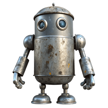 dramatic classic Recycled Metal Can Robot Sculpture Transparent high quality png