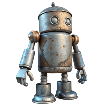 vibrant abstract Recycled Metal Can Robot Sculpture Transparent professional png