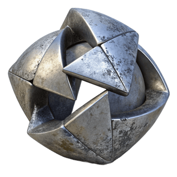 elegant minimalist Recycled Metal Sculpture Side View Transparent premium png
