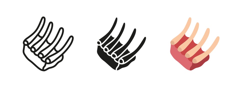 Ribs icon. Cooked meat ribs illustration. Juicy grilled barbecue dish symbol. Delicious steakhouse and gourmet meal concept. Perfect for restaurant menus, food lovers and BBQ designs. vector