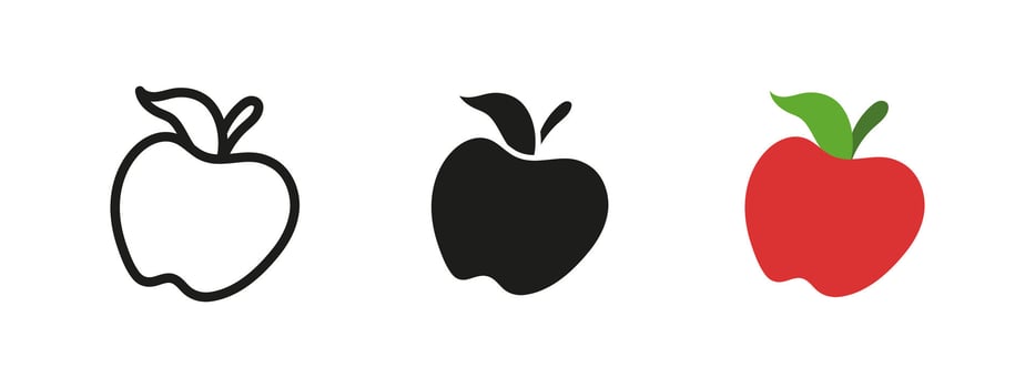 Apple icon. Fresh red apple illustration. Healthy fruit symbol. Organic and nutritious food pictogram. Sweet and juicy farm product concept. Classic diet and vitamin-rich snack. vector