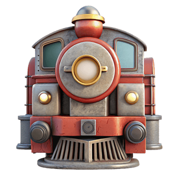 impressive minimalist Retro Train Locomotive Front View Isolated detailed png
