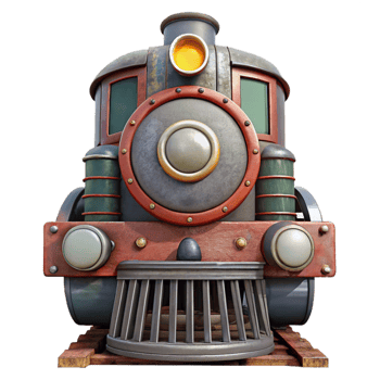 wonderful traditional Retro Train Locomotive Front View Isolated detailed png