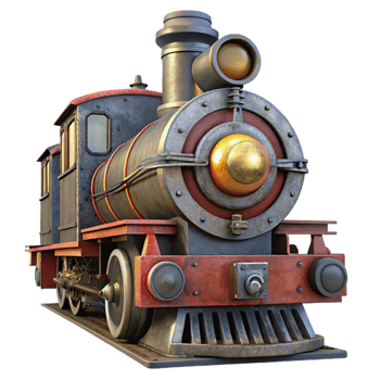 extraordinary minimalist Retro Train Locomotive Front View Isolated authentic png