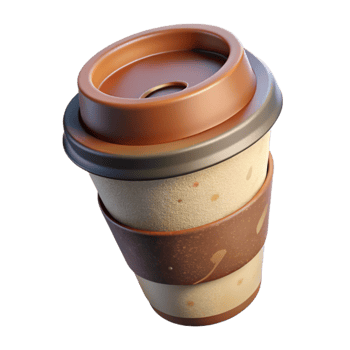 magnificent abstract Reusable Coffee Cup with Silicone Lid Isolated professional png