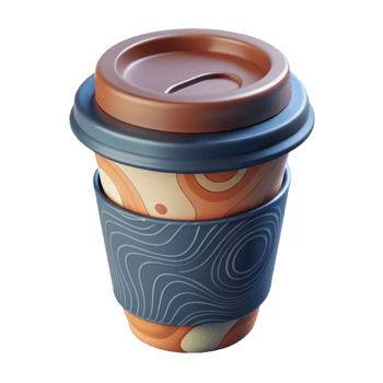 elegant modern Reusable Coffee Cup with Silicone Lid Isolated authentic png