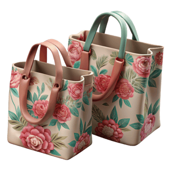 impressive artistic Reusable Shopping Bags with Floral Prints Isolated on White original png