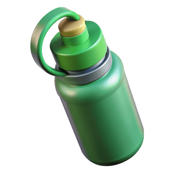 dramatic modern Reusable Water Bottle with Bright Orange Cap Isolated original png