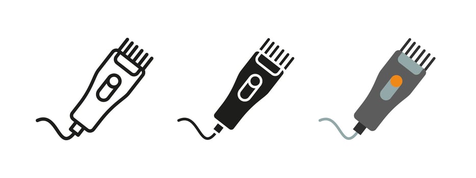 Hair clipper icon. Electric grooming tool illustration. Barber and haircut symbol representing professional styling, trimming and self-care essentials. vector