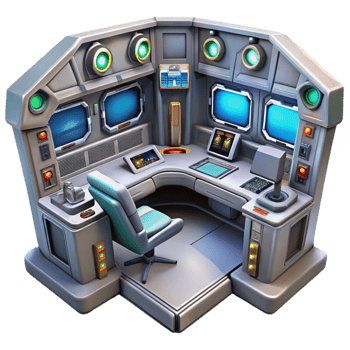 stunning classic Sci Fi Spaceship Interior with Control Panels Cutout genuine png