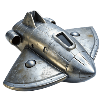 dramatic classic Sci Fi Spaceship Sleek Silver Cutout authentic png