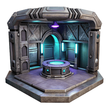extraordinary contemporary Sci Fi Teleporter Room Glowing Panels Isolated original png
