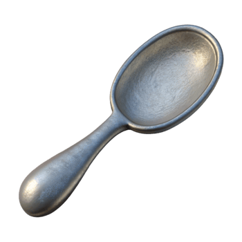dramatic artistic Silver Spoon Top View Cutout Transparent Background high resolution png
