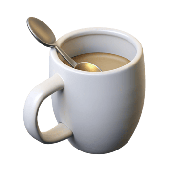 vibrant modern Simple White Mug with Spoon Transparent Background authentic png