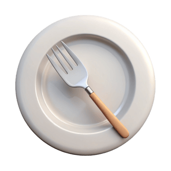 impressive minimalist Simple White Plate with Fork Transparent Background high quality png