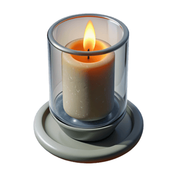 serene abstract Single Candle in Glass Holder Isolated Element exclusive png