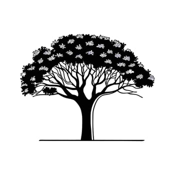 Outline of Blue Jacaranda Tree vector