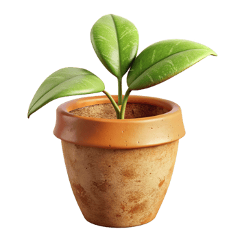 serene contemporary Single Houseplant in Terracotta Pot Isolated exclusive png