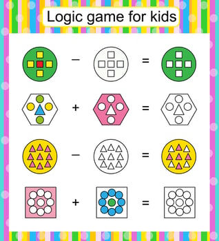 Logic game for children. Find and color the missing parts vector