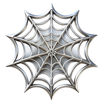 vibrant minimalist Spider Web Intricate Design Silvery Threads Transparent Background png