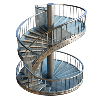 wonderful modern Spiral Staircase Glass Railing Detail Isolated authentic png