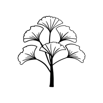 Ginkgo Tree Bold Outline Artistic Design vector