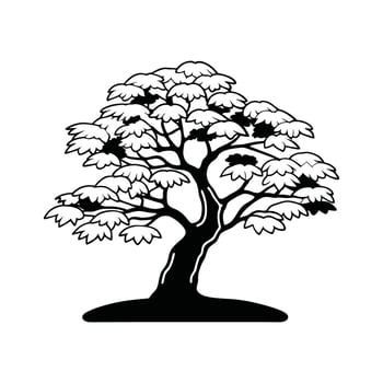 Japanese Snowbell Tree Bold Outline Unique Design vector