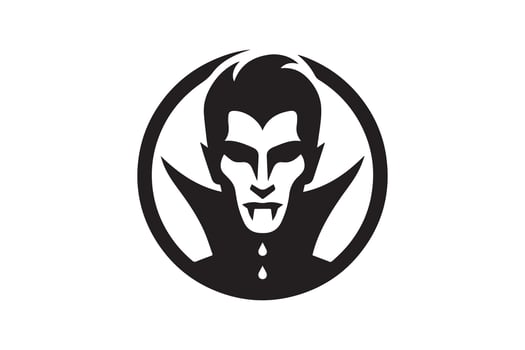 A black and white logo of a vampire vector