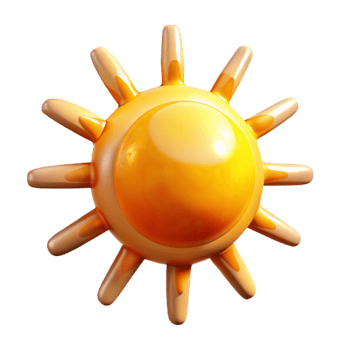 wonderful rustic Summer Solstice Sun with Rays Yellow and Orange Isolated exclusive png